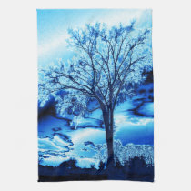 The Tree in Blue Ice Kitchen Towel