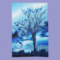 The Tree in Blue Ice Kitchen Towel kitchen towels