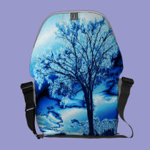 The Tree in Blue Ice Rickshaw Messenger Bag messenger bags