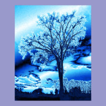 The Tree in Ice Blue Poster posters