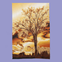 The Tree in Molten Gold Kitchen Towel kitchen towels