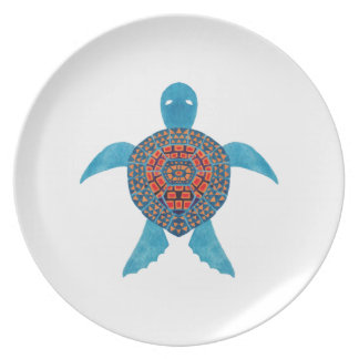 The Tribal Sea Turtle Illustration Plate The Tribal Sea Turtle Illustration Printed on Merchandise Illustration by Haidi Shabrina