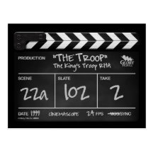 THE TROOP clapper board design postcard.