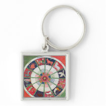 The Twelve Signs of the Zodiac and the Sun Key Chain