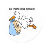 The Twins Have Arrived Round Sticker