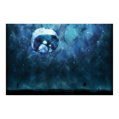 The Two on The Moon Print by vladstudio