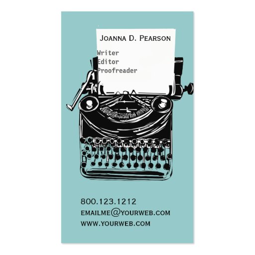 The Typewriter  Writer  Editor Publishing Business Card (front side)