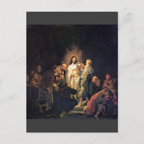 The unbelieving Thomas by Rembrandt Post Card