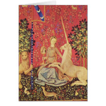 The Unicorn and Maiden Medieval Tapestry Image Greeting Cards