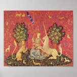 The Unicorn and Maiden Medieval Tapestry Image Print
