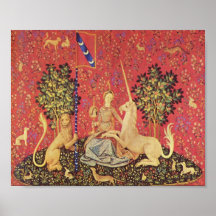 The Unicorn and Maiden Medieval Tapestry Image Print