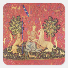 The Unicorn and Maiden Medieval Tapestry Image Stickers