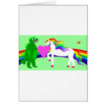 The Unicorn sees the Dinosaur Greeting Cards