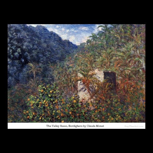 The Valley Sasso, Bordighera by Claude Monet Poster