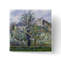 The Vegetable Garden with Trees in Blossom Pinback Buttons