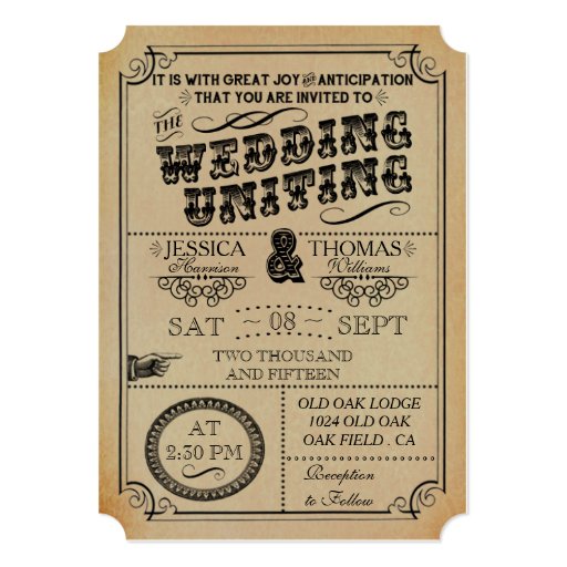 The Victorian Steampunk Wedding Collection Personalized Invites
