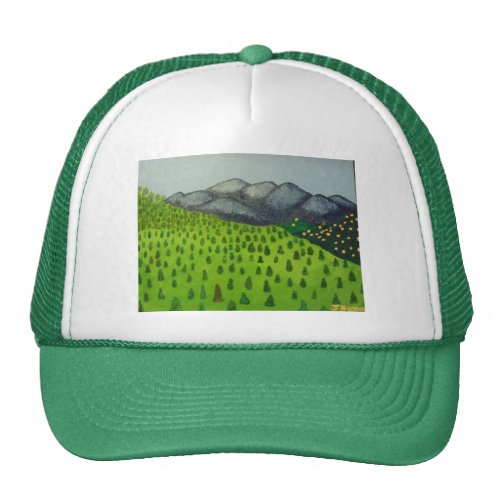 The View of Mount Baldy by Julia Hanna Mesh Hats