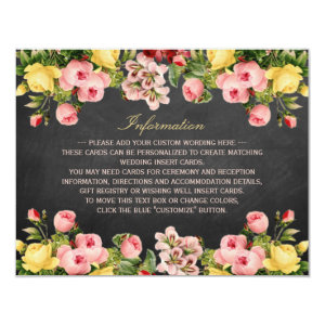 The Vintage Floral Chalkboard Wedding Collection 4.25x5.5 Paper Invitation Card