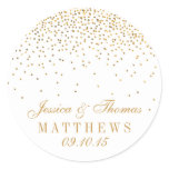 The Vintage Glam Gold Confetti Wedding Collection Classic Round Sticker