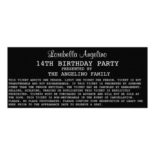 The VIP Ticket Birthday Invitation (Black)