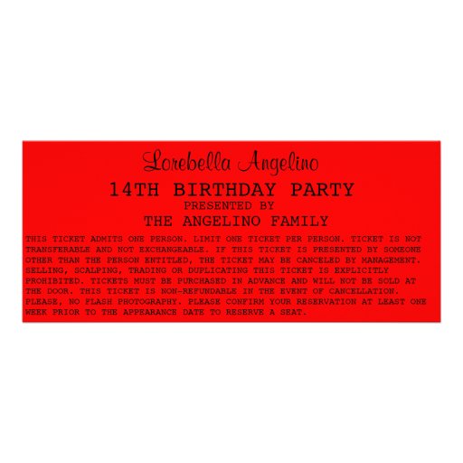 The VIP Ticket Birthday Invitation (Red)
