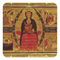 The Virgin and Child Enthroned Square Stickers