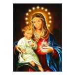 The Virgin Mary And Baby Jesus Sacred Heart Custom Announcements