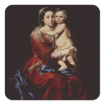 The Virgin of the Rosary, c.1650 Square Stickers