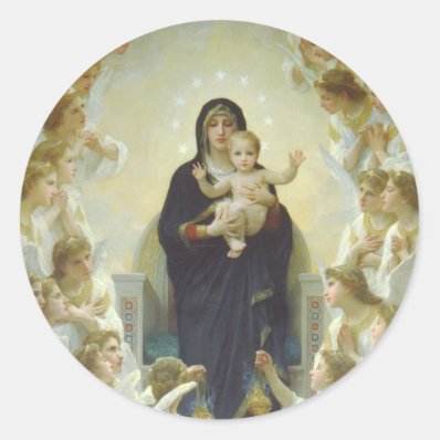 The Virgin With Angels Round Stickers