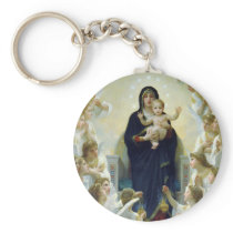 The Virgin With Angels, William Bouguereau Keychain