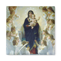 The Virgin With Angels, William Bouguereau Fridge Magnets