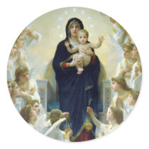 The Virgin With Angels, William Bouguereau Round Sticker