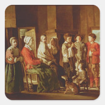 The Visit to the Grandmother (oil on canvas) Stickers