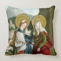 The Visitation (oil on panel) Throw Pillows