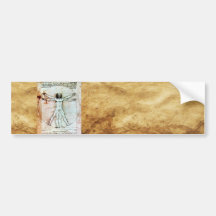 THE VITRUVIAN MAN  Antique  Parchment Bumper Stickers