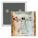 THE VITRUVIAN MAN  Antique  Parchment Pinback Button