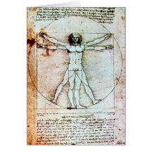 THE VITRUVIAN MAN  Antique Parchment Greeting Cards