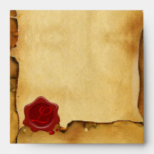 THE VITRUVIAN MAN WAX SEAL MONOGRAM  PARCHMENT ENVELOPE