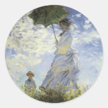 The Walk, Lady with a Parasol Round Stickers