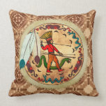 The Warrior Native American Folk Art pillows