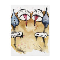 artsprojekt, tiki, masks, war, polynesian, figres, watercolors, inks, hands, austronesian, List of ThunderClan cats, hot war, List of WindClan cats, water-colour, List of ShadowClan cats, water-color, List of RiverClan cats, information warfare, fiction, bioattack, HarperCollins, international jihad, Erin Hunter, jehad, pseudonym, quaternity, Kate Cary, quatern, Cherith Baldry, writing ink, Tui Sutherland, meat hooks, Victoria Holmes, tetrad, The Fourth Apprentice (Warriors), indelible ink, wash drawing, J. K. Rowl, Postcard with custom graphic design