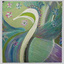 The Wedding Peacock Abstract Art napkins