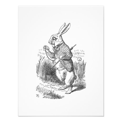 The White Rabbit Checks His Watch Custom Invitations