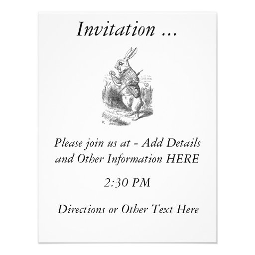 The White Rabbit Checks His Watch Custom Invitations