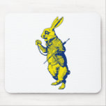 The White Rabbit Inked Blue Yellow Mouse Pad