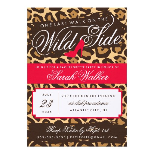 The Wild Side Bachelorette Party Invitation (red) (front side)