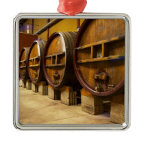 The wine cellar winery with big old wooden casks christmas ornament