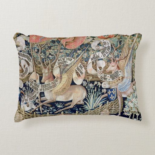 The Winged Deer (tapestry) Decorative Pillow Zazzle