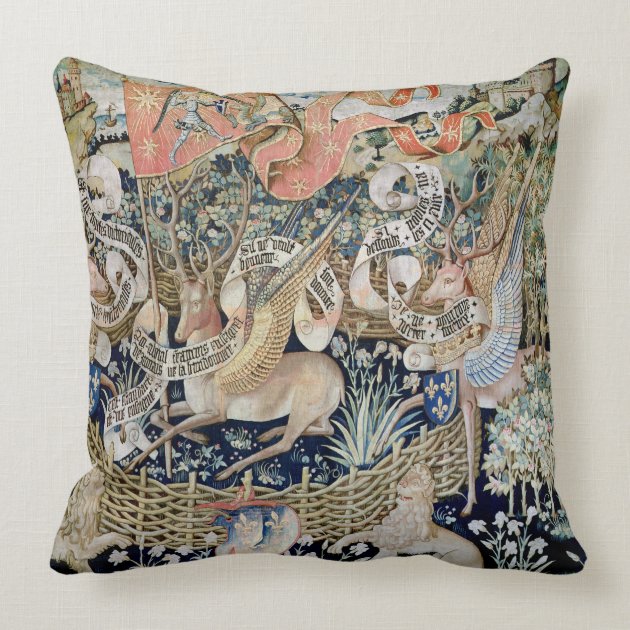 The Winged Deer (tapestry) Pillow