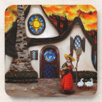The Witch and her Geese cork coasters